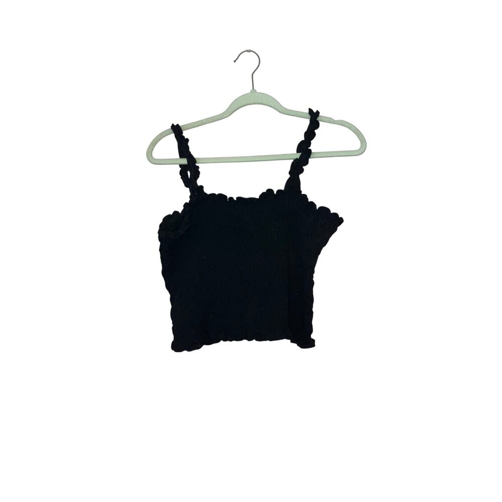 Old Navy Black Smocked Cropped Top Size Large